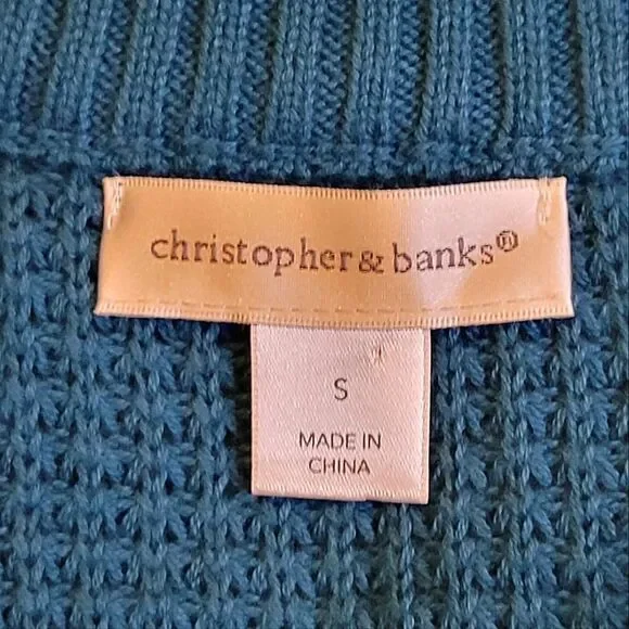 Christopher & Banks Teal Patterned Stitching Sweater Vest Size S - Picture 6 of 8